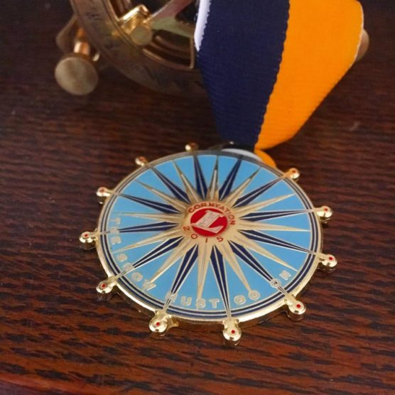 A close up of a compass on top of a table